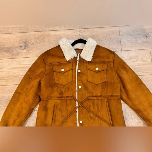 MOTHER The Drawstring Drifter Sherpa Lined Jacket Size XL - Picture 4 of 12